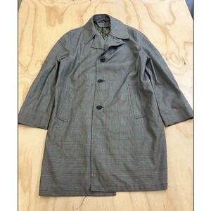 Vintage Best Coats Men's Size 44R Green Houndstooth Long All Weather Parka Coat
